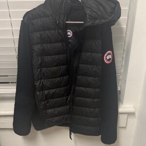 Canada Goose Black Quilted Puffer with Fleece Sleeves and Hood